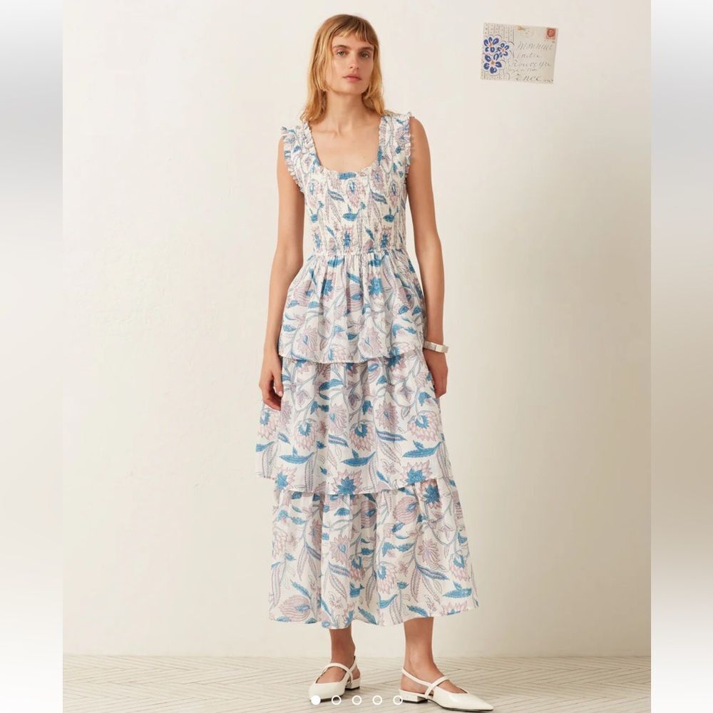 NEW Alix of Bohemia Erin Blue Valentine Midi Dress Medium